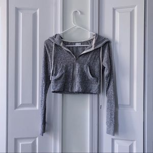 Urban Outfitters cropped gray zip up
